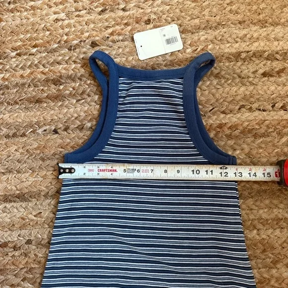NEW Levi’s XS Blue & White Striped Sleeveless Racerback Dress 90s - Picture 6 of 7